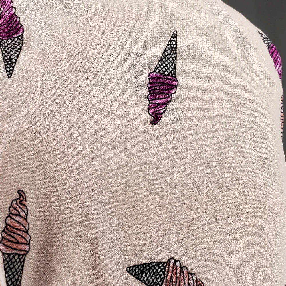 Torrid Harper Top 1X Pink Ice Cream Cone Chiffon Popover 3/4 Office Dopamine - Picture 2 of 7